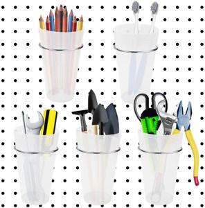 5 Pack Pegboard Bin Kit Hooks With Storage Bins Jars Cups Holder Organizer For