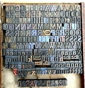 Letterpress WOOD 1&#034; DECORATIVE Alphabet 185pcs U/C + l/c + Numbs **SUPER Type**