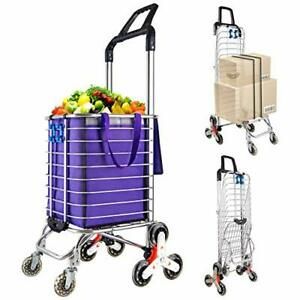 Portable Stair Climbing Cart with 8 Wheels Heavy Duty Double Handle Rolling G...