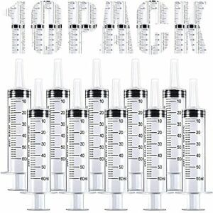 10 Pack 60ml Syringe, Large Plastic Syringes for Lipgloss Individual Sealed,