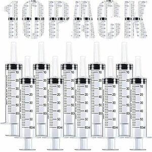 10 Pack 60ml Syringe, Large Plastic Syringes for Lipgloss Individual Sealed,
