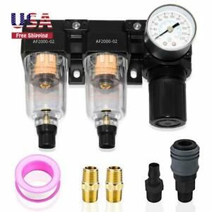 Semi-Auto Drain Air Filter Pressure Regulator 1/4&#039;&#039; NPT Dryer kit with Gauge