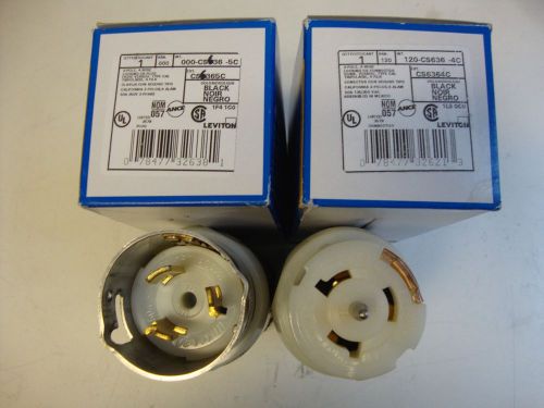 Leviton set of cs836-4c &amp; cs836-5c locking connector, 3p, 4w, 50a, 250v for sale