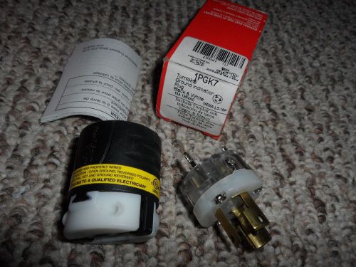 Turnlok pass &amp; seymour 1pgk7 ground indication plug  black &amp; white 15a 125vac for sale