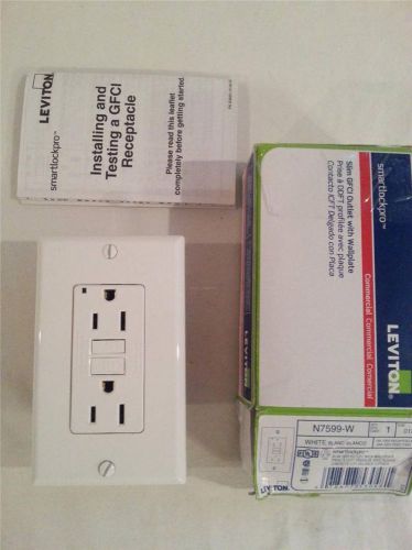Leviton n7599-w gfci smartlock receptacle wall plate new open box free shipping for sale
