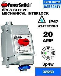 Leviton 420mf9w 20a 240v pin &amp; sleeve fused mechanical interlock disconnect for sale