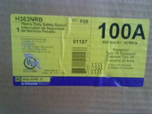 SQUARE D HU363NRB Safety Switch NEW IN BOX 100A, 600VAC, 3PH