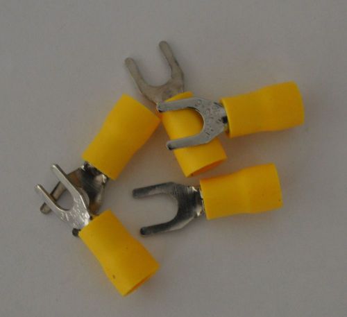 500pc insulated #10 fork crimp terminals yellow 12-10awg # sv5.5-5 for sale