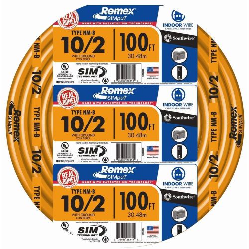 Southwire romex simpull 100 ft orange feet 10/2 nm-b cable 28829023 for sale