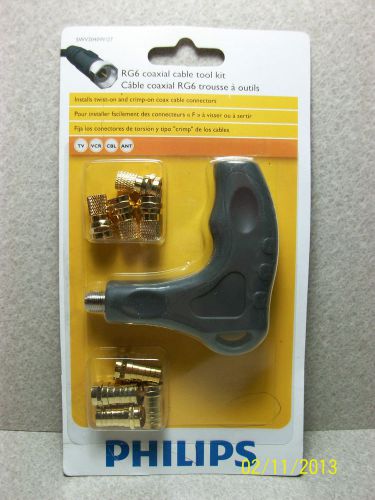Phillips rg6 coaxial connector tool kit w/ 4 twist and 4 crimp connectors for sale