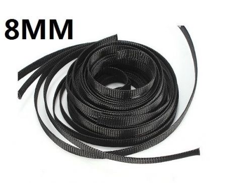 8mm Black Braided Cable Sleeving Sheathing Auto Wire Harnessing 10 Meter