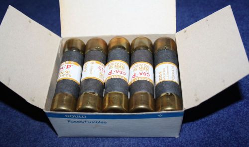 Lot of 10 gould shawmut 50 amp 250 vold onetime nonr fuses csa &#039;p&#039; full box for sale