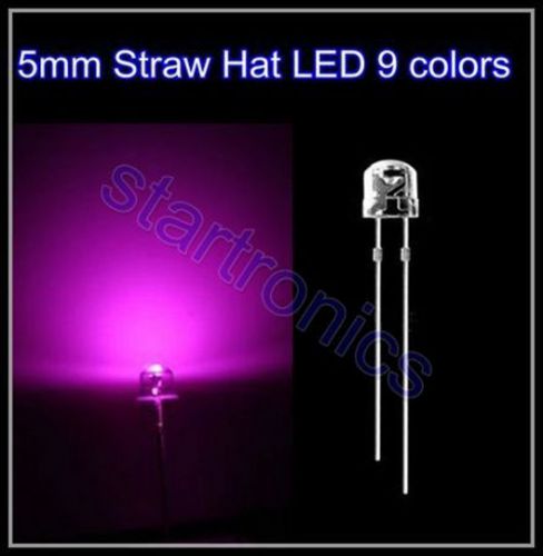 Pink 5mm straw hat led, ultra bright 5mm pink led diode 100pcs free shipping for sale