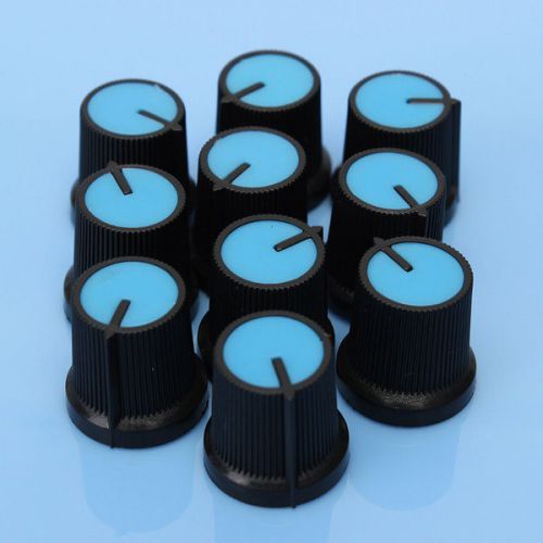 10PCS Blue Face Plastic for Rotary Taper Potentiometer Hole 6mm Black Knob