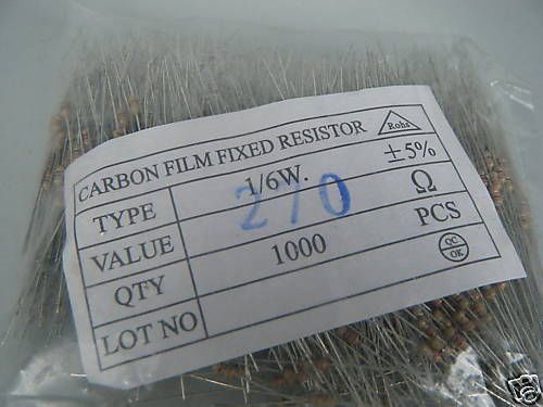 1000,270ohm 270 ohm 1/6 W 5% Rohs Carbon Film Resistor