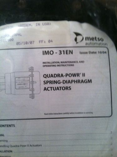 QTY OF 4 Metso Quadra-Powr II Spring-Diaphragm Actuator IMO-31EN