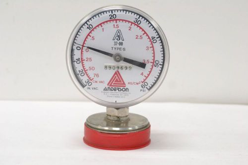 New anderson 37-00 type s pressure 0-60psi 30-0in-vac 3-1/2 in gauge b286035 for sale