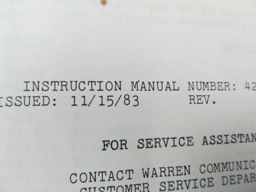Warren General Signal 24PB100 Distribution Power Board Instruction Manual w/sche