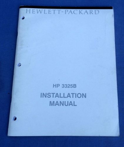 HP 3325B Installation Manual 03325-90006