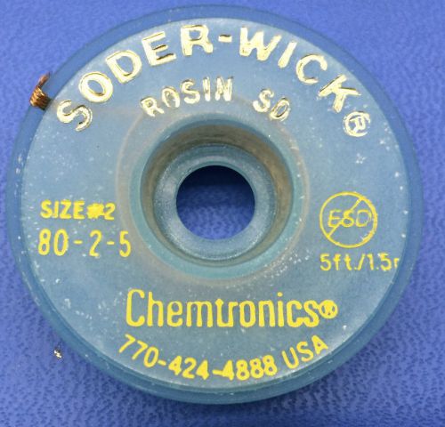 Chemtronics soder-wick 1.5mm esd safe copper desoldering braid - 80-2-5 - 5ft for sale