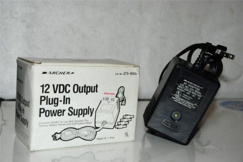 Archer 273-1653A 12VDC Output Plug-In Power Supply New Old Stock