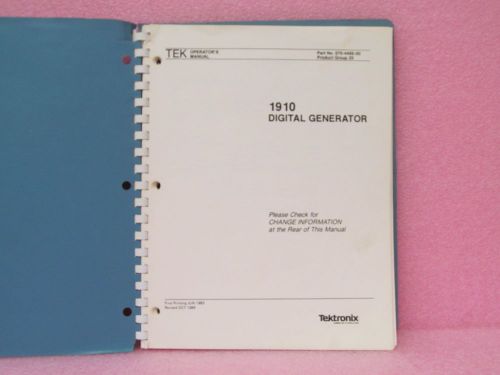 Tektronix 1910 Digital Generator Operators Manual (Rev. 10/84)