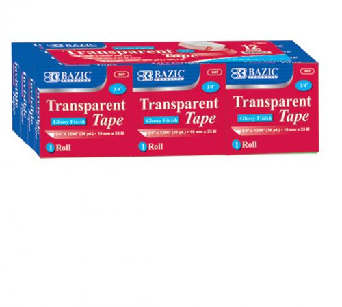 Bazic 3/4&#034; x 1296&#034; transparent tape refill (12/pack), case of 12 for sale