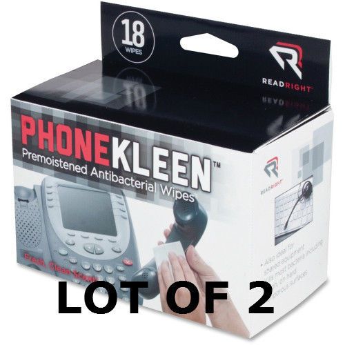 Read Right PhoneKleen Wet Wipes Cloth LOT OF 2 (18 Per Box) - NEW RR1203