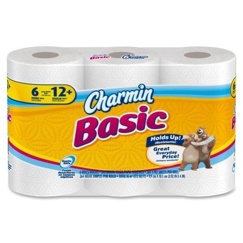 CARTON OF 48 Charmin Basic Big Roll Toilet Paper - 1 Ply - White