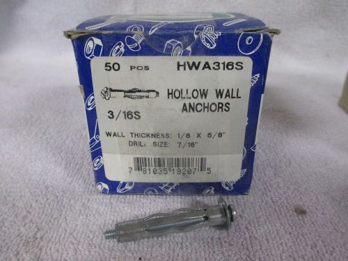50 pcs. acorn hwa316s - 3/16 short hollow wall anchors - new for sale