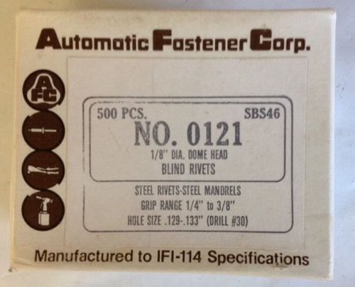 Automatic fastener corp. blind rivets no. 0121 (500 pcs) 1/8&#034;  dome head for sale