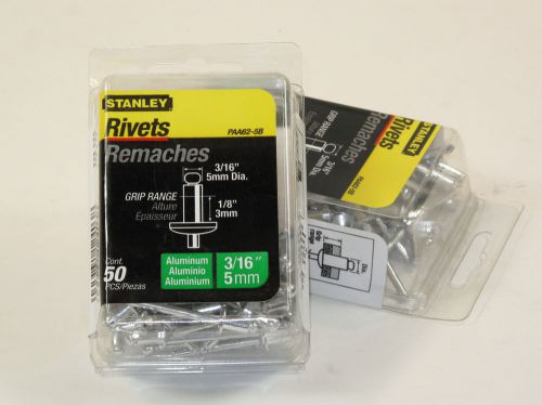 1 lot of 2 - stanley 3/16&#034; rivets (each box has 50 rivets) pt# paa62-5b (#806) for sale