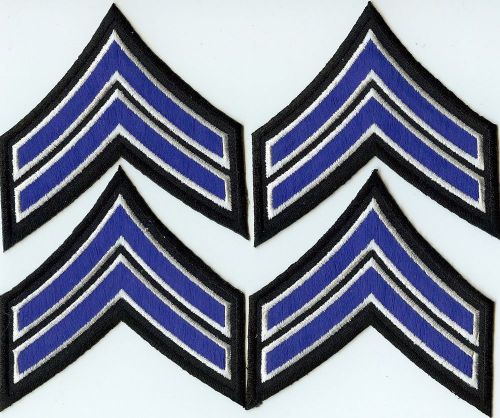 Brand New 4 Corporal Embroidered Chevron Stripes Blue White Black Police Patch