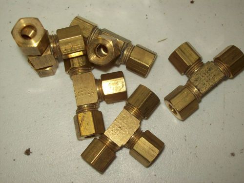 (lot of 5) 1/4x1/4x1/4 compression tee legris u064 l4 1/4&#034; od brass for sale