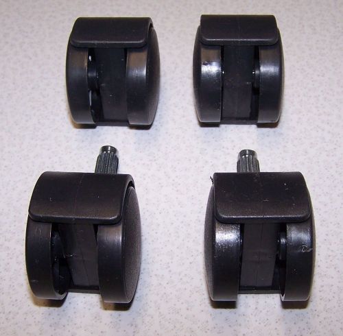 4 caster-wheels-rollers-spline-twin wheel-blk plastec-new old stock for sale