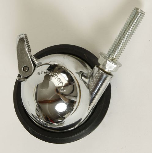 Vintage Shepherd Caster Rubber Wheel Chrome Coated Locking 1980&#039;s NEW