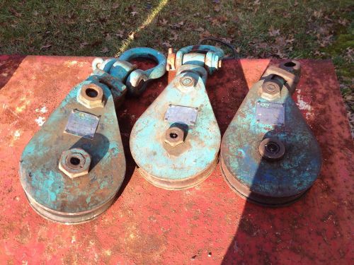 3 johnson blocks snatch block hook hoist 8 &amp; 12 ton 3/4 wire rope rigging for sale