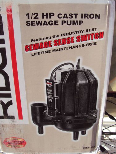 Ridgid 1/2 hp ssep-500 cast iron sewage pump (sewage sense switch) for sale