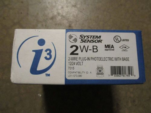 System Sensor i3 2W-B 2-Wire Plug-In Photoelectric Smoke Detector w/ Base NEW