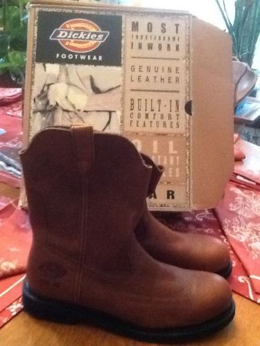 NWB MENS WELLINGTON DICKIES BROWN LEATHER STEEL TOE BOOTS SIZE 11 MED BARGAIN