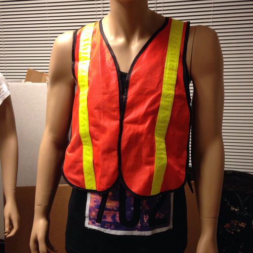 Orange ansell edmont reflective work safety vest ~adjustable adult size ~ euc! for sale