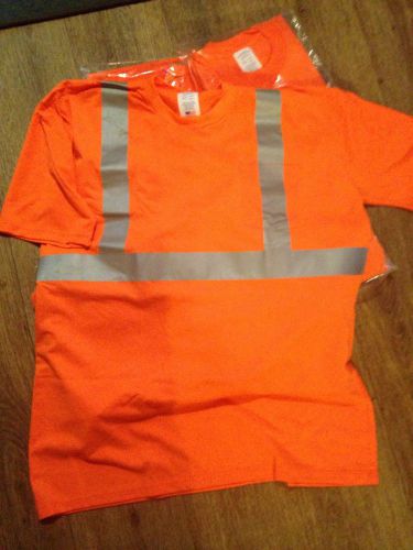 Lot Of 10 XXL Orange Safety Shirts With Reflective Strips
