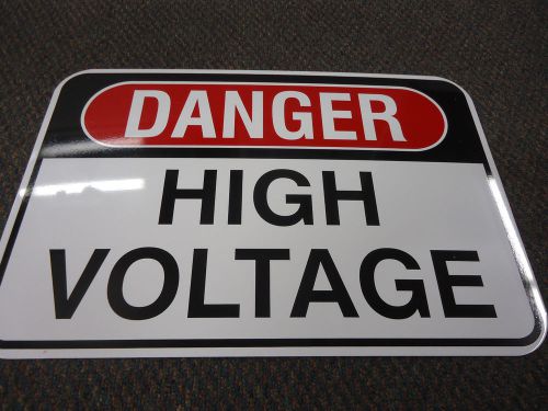 &#034;danger high voltage&#034; big metal hanging sign (18&#034; by 12&#034;) for sale