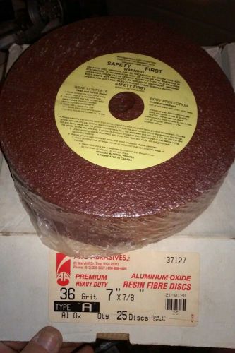 BOX OF 25 ARC ABRASIVES 36 GRIT 7&#034; X 7/8&#034; ALUNIMUM OXIDE TYPE A GRINDING DISKS