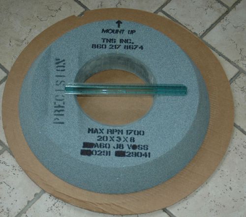Tns precision 20&#034; x 3&#034; x 8&#034; angled grinding wheel a60 j8 v ss , max rpm 1700 for sale