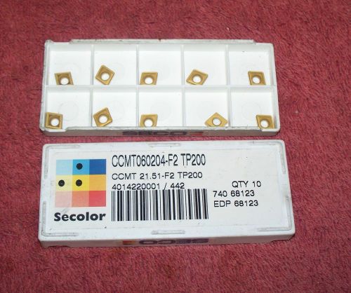 Seco    carbide inserts   ccmt 060204 -f2   pack of 10   grade  tp200 for sale