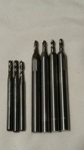 3/32 carbide end mills square and ball lot of seven for sale