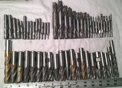 Machinist lathe cutting tools nice lot of 54 end mills 36 single 18 double for sale