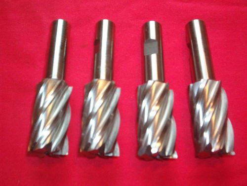 LOT OF 4 END MILLS 1&#034; DIA 5/8 SHANK HS USA MADE USED MACHINIST TOOL LATHE MILL