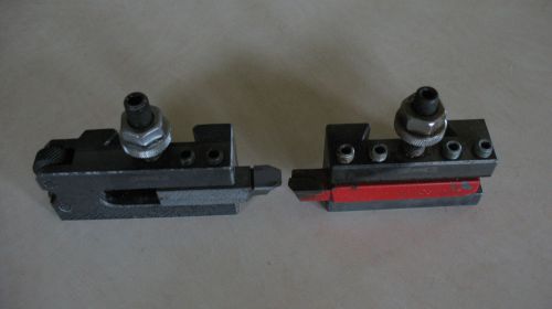 Two Tool Holders. On one of the tools, a knurling tool on one side.